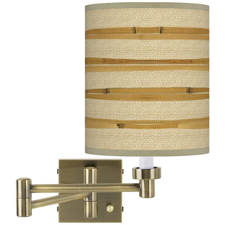 Image 1 Bamboo Wrap Antique Brass Swing Arm Wall Lamp