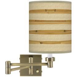 Bamboo Wrap Antique Brass Swing Arm Wall Lamp