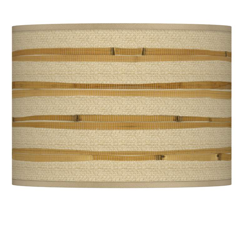 Image 1 Bamboo Wrap Giclee Tropical Coastal Drum Shade 13.5x13.5x10 (Spider)