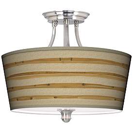 Image1 of Bamboo Wrap Tapered Drum Giclee Ceiling Light