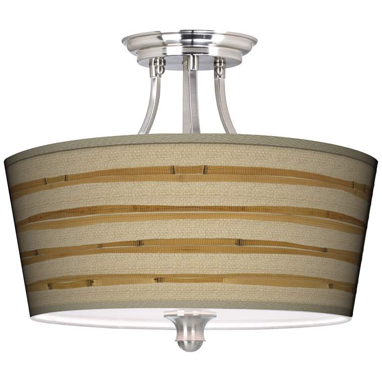 Image 1 Bamboo Wrap Tapered Drum Giclee Ceiling Light