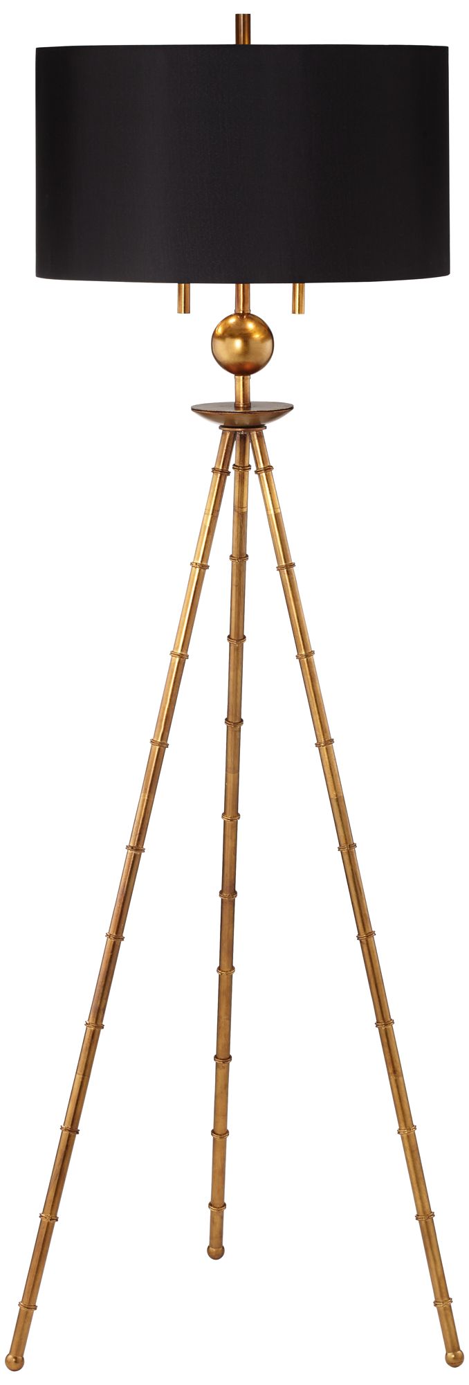 Bambusa Antique Gold Leaf Tripod Floor Lamp