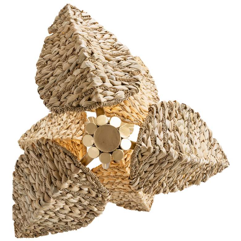 Image 3 Banana Leaf 6-Lt Chandelier - French Gold/Natural Seagrass more views