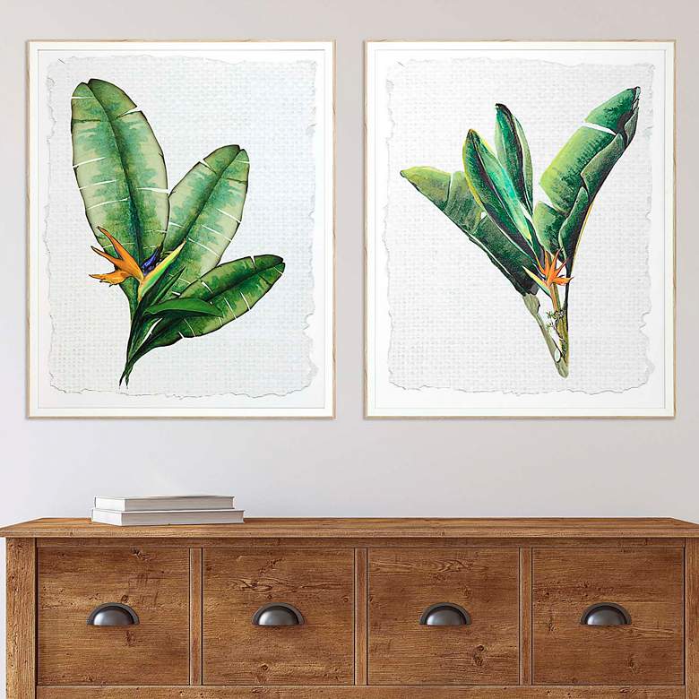 Image 1 Banana Leaves 32 inch High 2-Piece Giclee Framed Wall Art Set