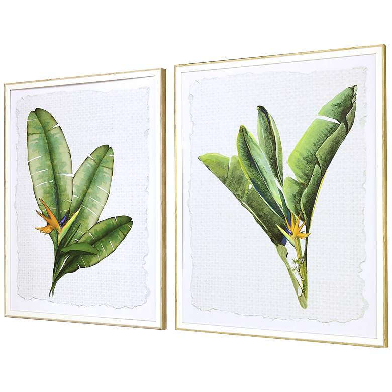 Image 4 Banana Leaves 32 inch High 2-Piece Giclee Framed Wall Art Set more views