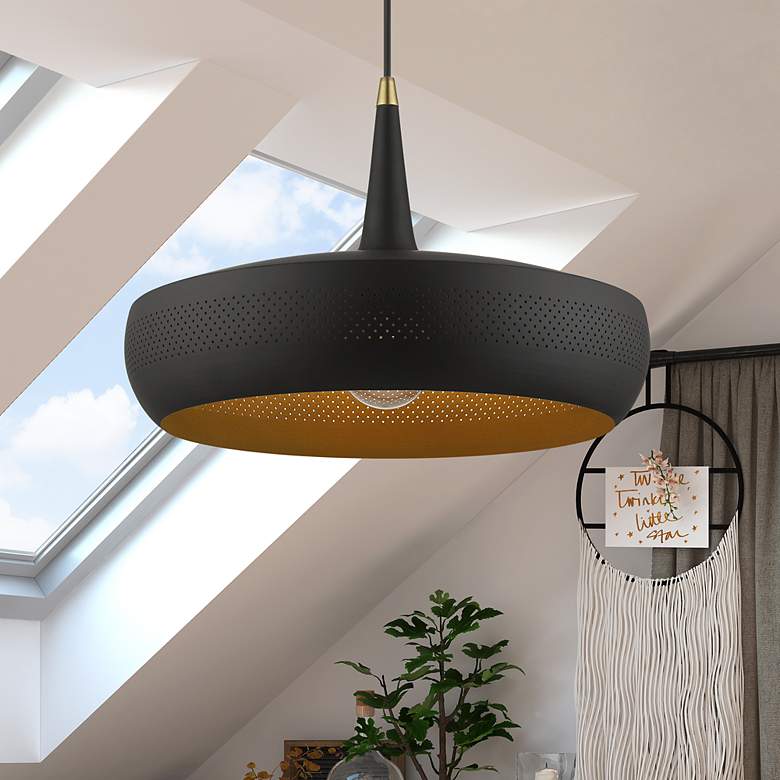 Image 1 Banbury 1 Light Black Pendant with Antique Brass Accents