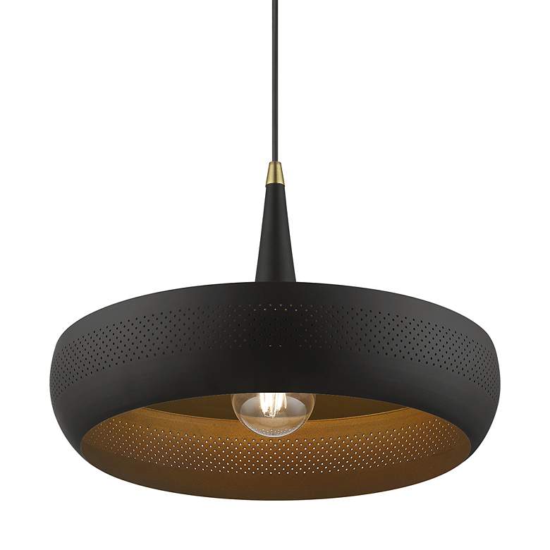 Image 5 Banbury 1 Light Black Pendant with Antique Brass Accents more views