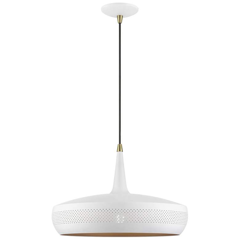 Image 1 Banbury 1 Light White Pendant with Antique Brass Accents