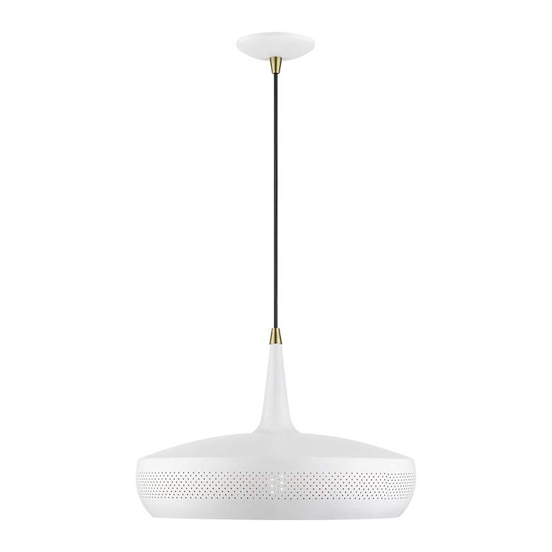 Image 3 Banbury 1 Light White Pendant with Antique Brass Accents more views