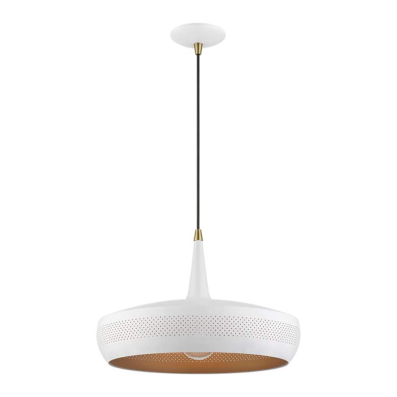 Image 4 Banbury 1 Light White Pendant with Antique Brass Accents more views