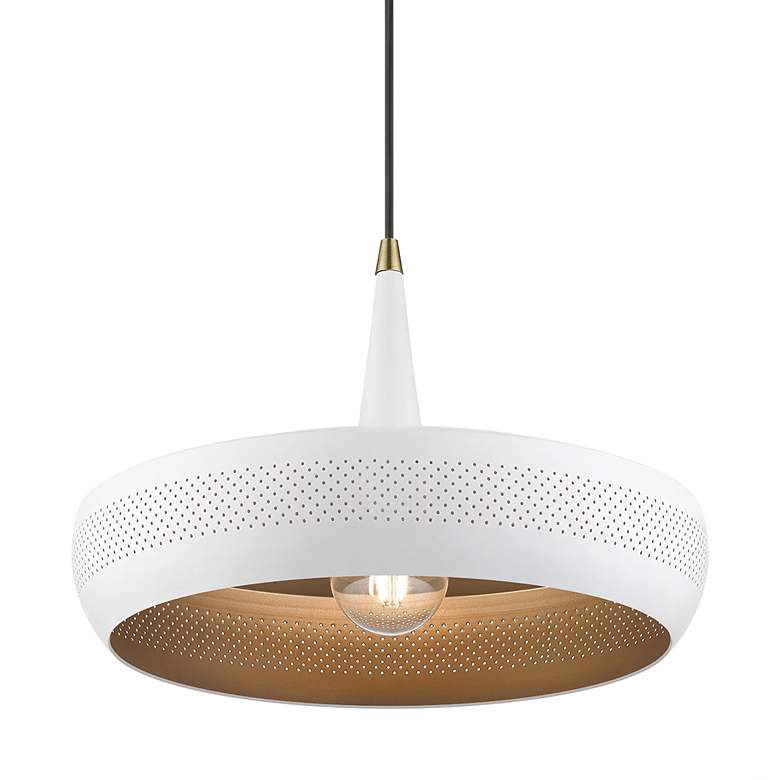 Image 5 Banbury 1 Light White Pendant with Antique Brass Accents more views