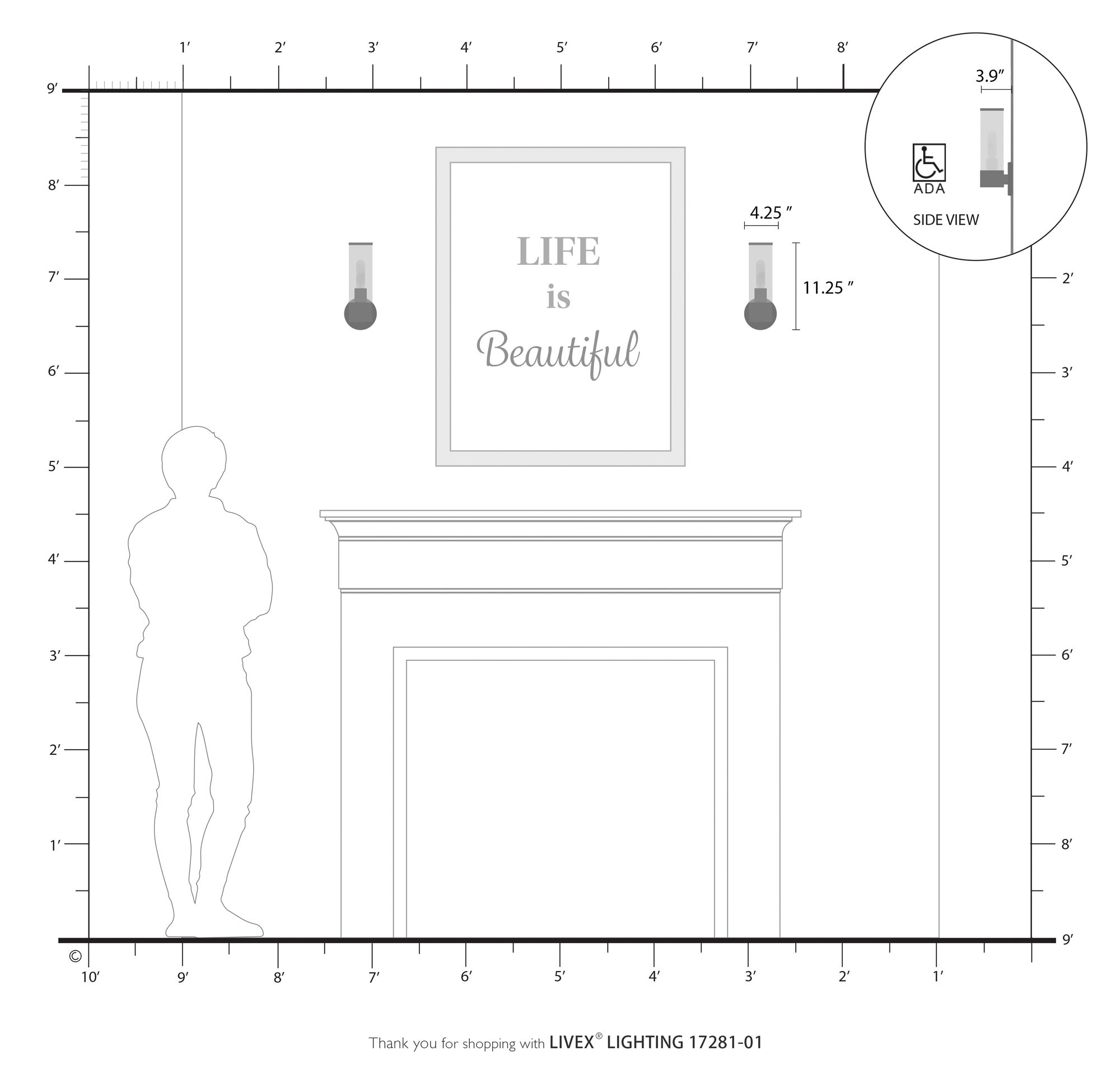 Banca 1 Light Antique Brass ADA Single Sconce