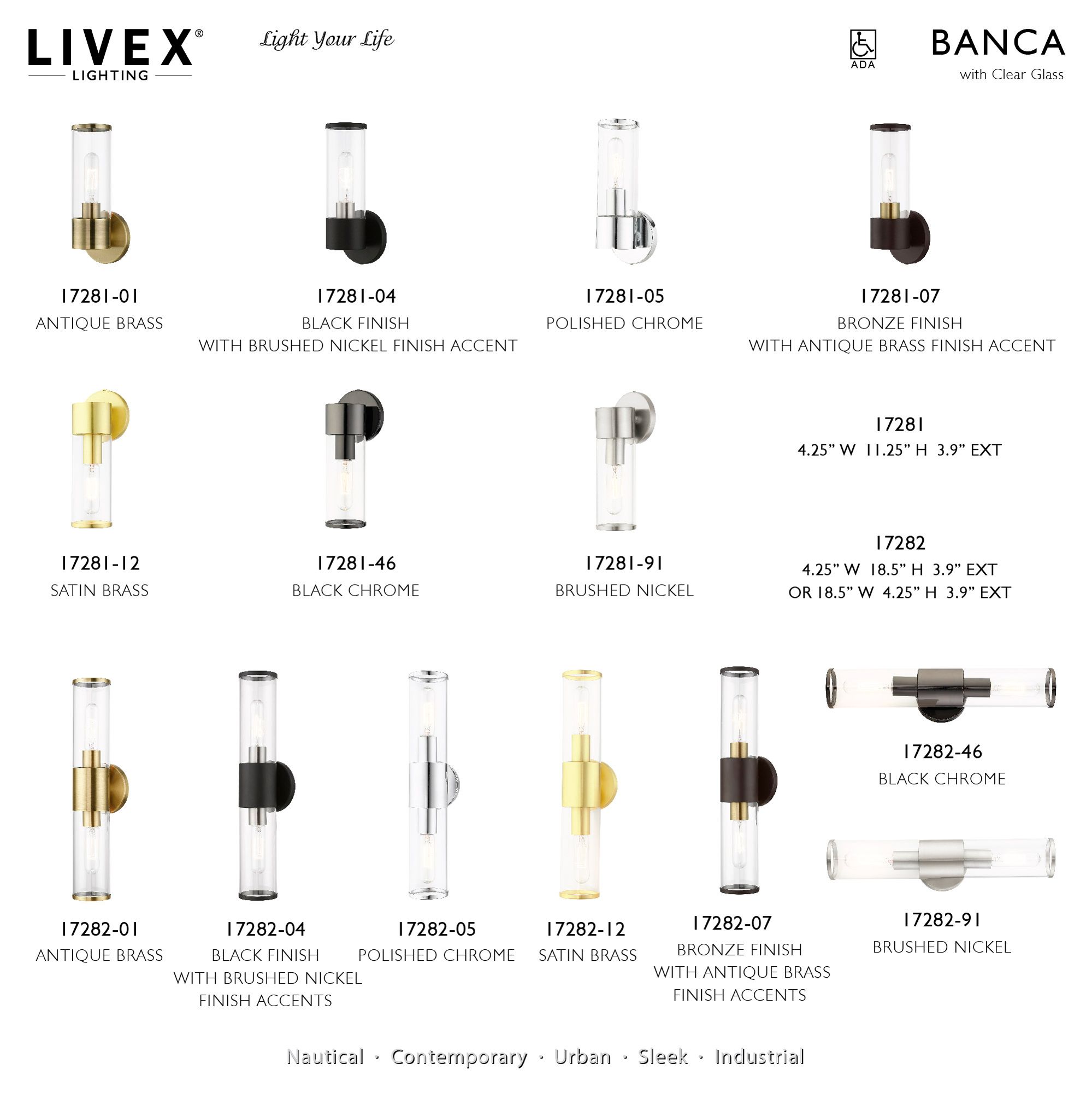 Banca 1 Light Antique Brass ADA Single Sconce
