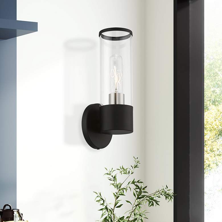 Image 1 Banca 1 Light Black with Brushed Nickel Accent ADA Single Sconce