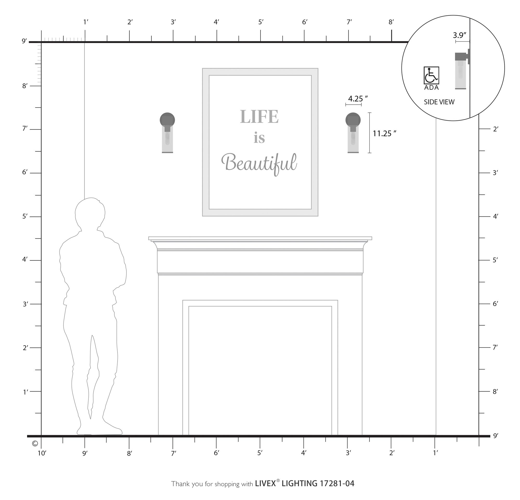 Banca 1 Light Black with Brushed Nickel Accent ADA Single Sconce