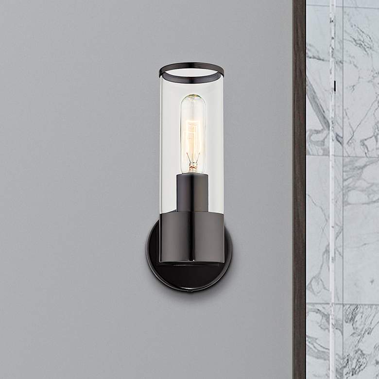 Image 1 Banca 11 1/4" High Black Chrome Wall Sconce