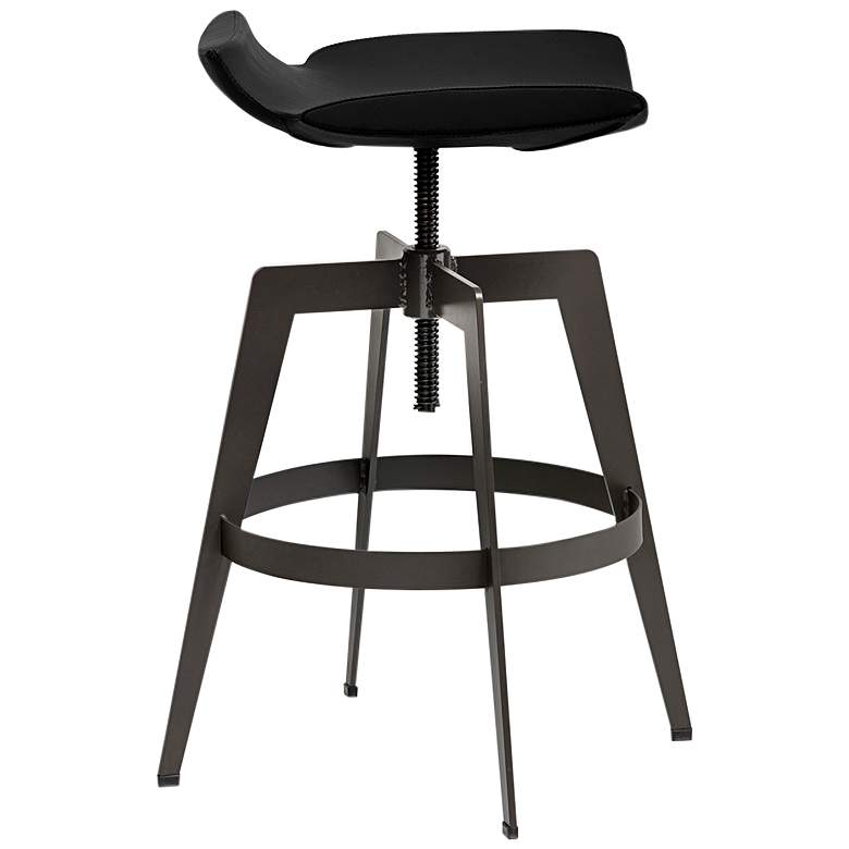 Image 4 Bancroft Onyx Faux Leather Adjustable Swivel Bar Stool more views