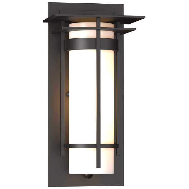 Image 1 Banded 12.5 inchH Coastal Oil Rubbed Bronze Small Outdoor Sconce w/ Opal S