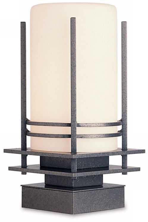 Banded 12.8"H Coastal Natural Iron Outdoor Pier Mount With Opal Shade