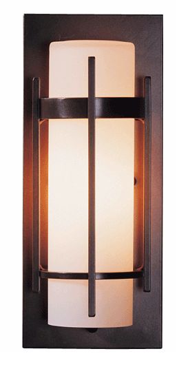 Banded 12"H Small Coastal Natural Iron Outdoor Sconce With Opal Shade