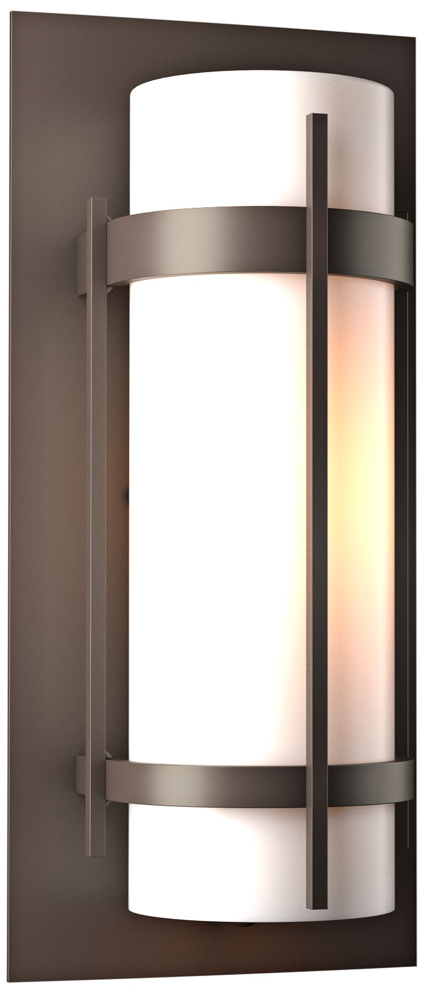 Banded 15 3/4"H Dark Smoke w/ Opal Glass Outdoor Wall Light - Made to Order