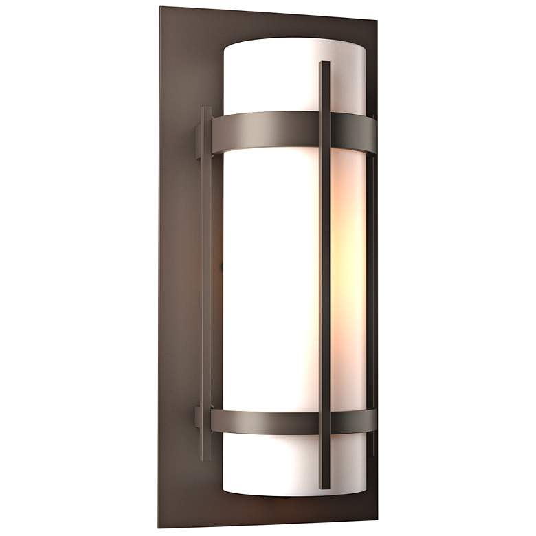 Image 1 Banded 15 3/4"H Dark Smoke w/ Opal Glass Outdoor Wall Light
