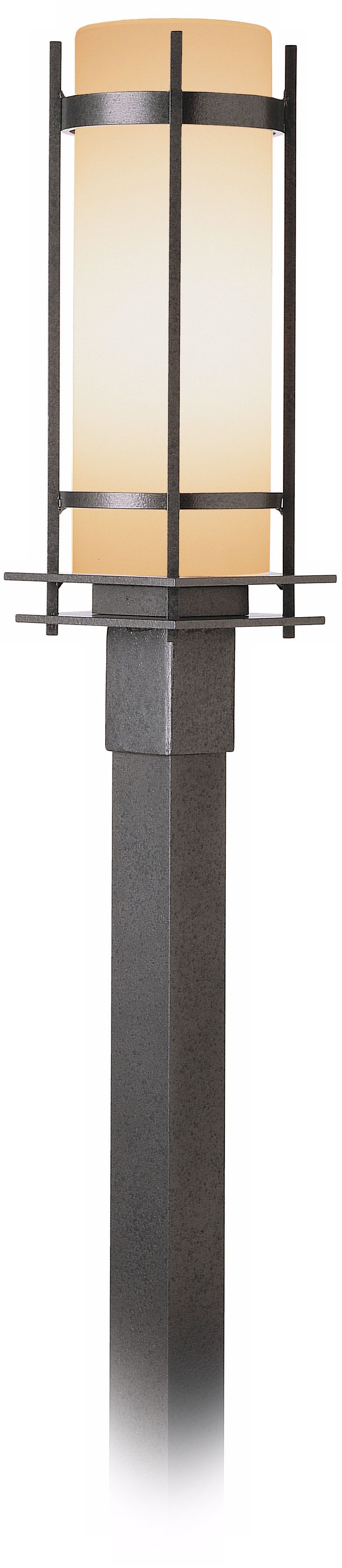 Banded 22.25"H Coastal Natural Iron Outdoor Post Light With Opal Shade