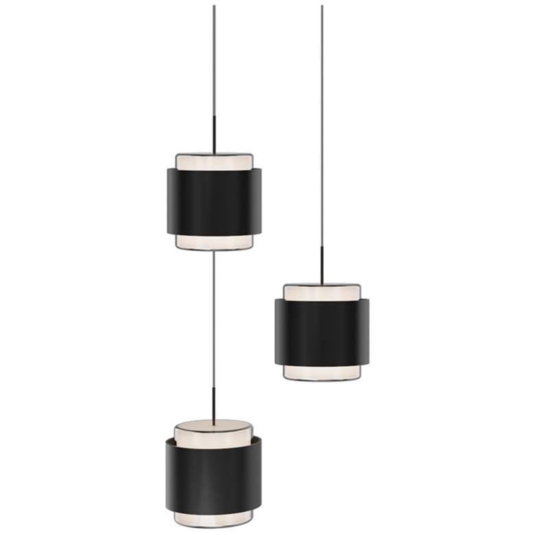 Image 1 Banded 5"H x 11.75"W 3-Light Multi-Light Pendant in Black