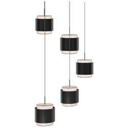 Banded 5"H x 17"W 5-Light Multi-Light Pendant in Black