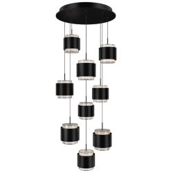 Banded 5"H x 17"W 9-Light Multi-Light Pendant in Black