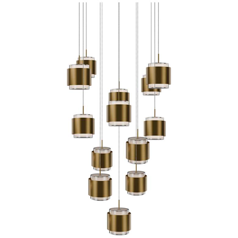 Image 1 Banded 5"H x 20"W 13-Light Multi-Light Pendant in Aged Brass