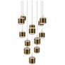 1_Banded 5"H x 20"W 13-Light Multi-Light Pendant in Aged Brass