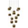 Banded 5"H x 20"W 13-Light Multi-Light Pendant in Aged Brass