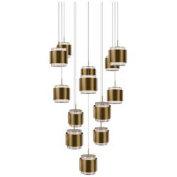 Banded 5"H x 20"W 13-Light Multi-Light Pendant in Aged Brass