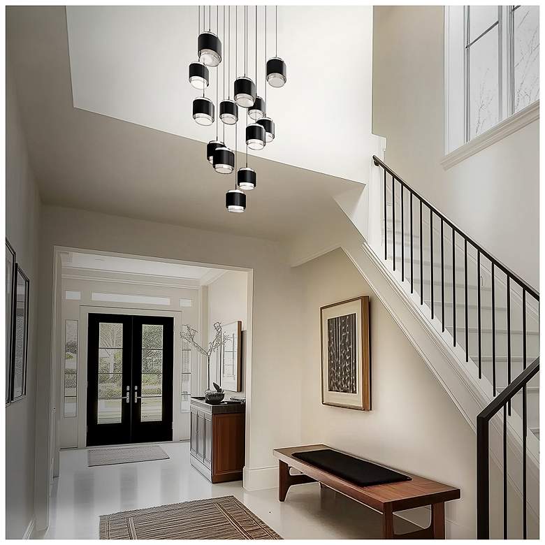Image 5 Banded 5"H x 20"W 13-Light Multi-Light Pendant in Black more views