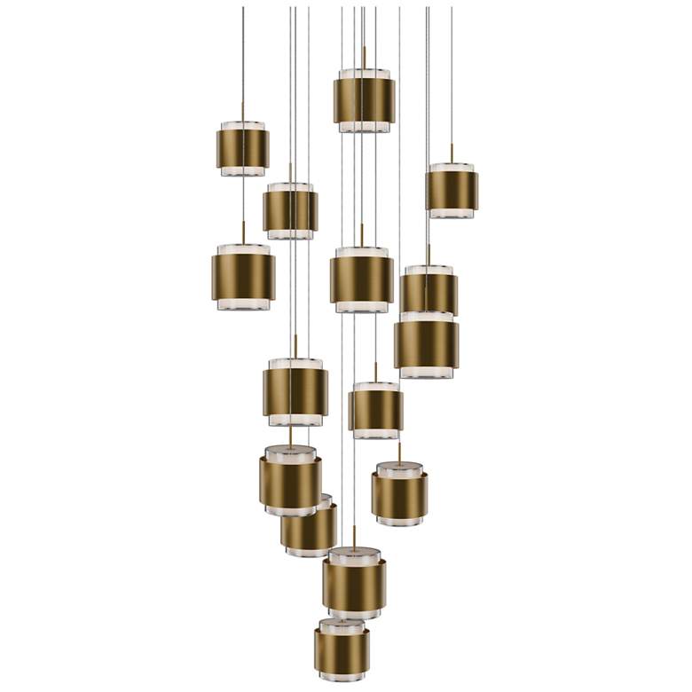Image 1 Banded 5"H x 23"W 15-Light Multi-Light Pendant in Aged Brass