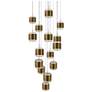 1_Banded 5"H x 23"W 15-Light Multi-Light Pendant in Aged Brass
