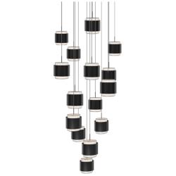 Banded 5"H x 23"W 15-Light Multi-Light Pendant in Black