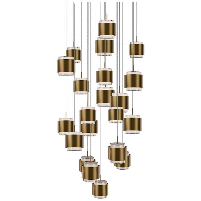 Image 1 Banded 5"H x 26"W 21-Light Multi-Light Pendant in Aged Brass
