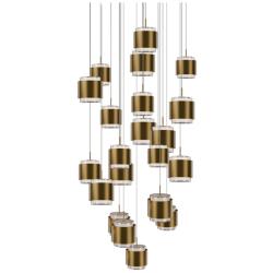 Banded 5"H x 26"W 21-Light Multi-Light Pendant in Aged Brass