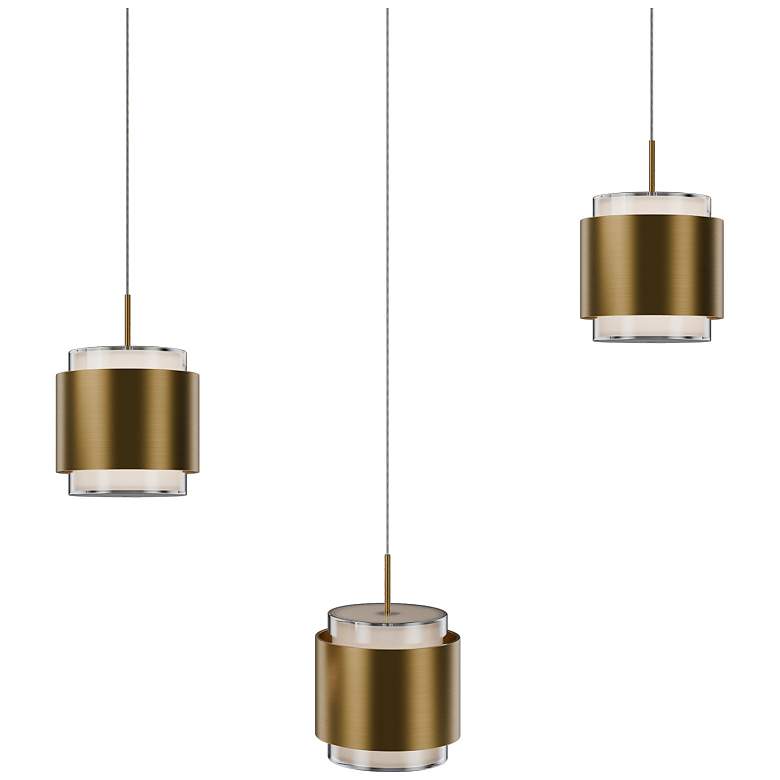 Image 1 Banded 5"H x 41.5"W 3-Light Multi-Light Pendant in Aged Brass
