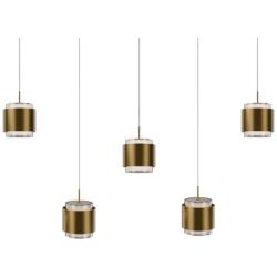 Banded 5"H x 41.5"W 5-Light Multi-Light Pendant in Aged Brass
