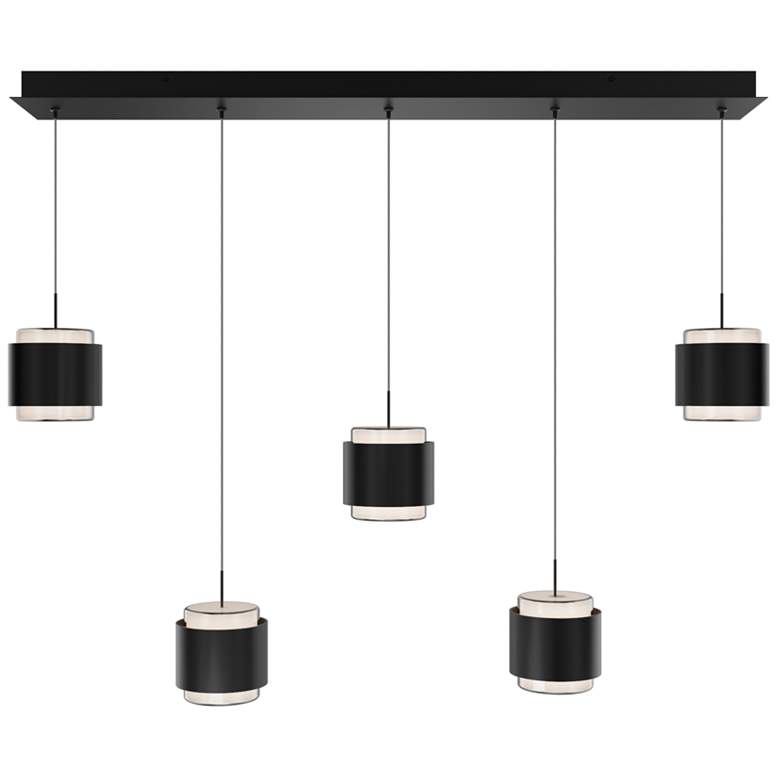 Image 1 Banded 5"H x 41.5"W 5-Light Multi-Light Pendant in Black