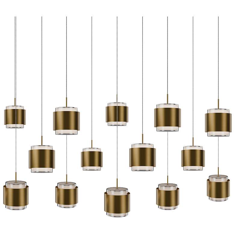 Image 1 Banded 5"H x 42"W 14-Light Multi-Light Pendant in Aged Brass