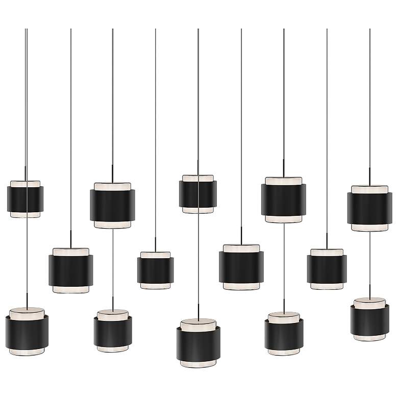 Image 1 Banded 5"H x 42"W 14-Light Multi-Light Pendant in Black