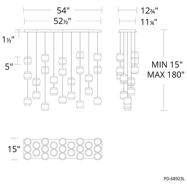 Image 4 Banded 5"H x 42"W 23-Light Multi-Light Pendant in Black more views
