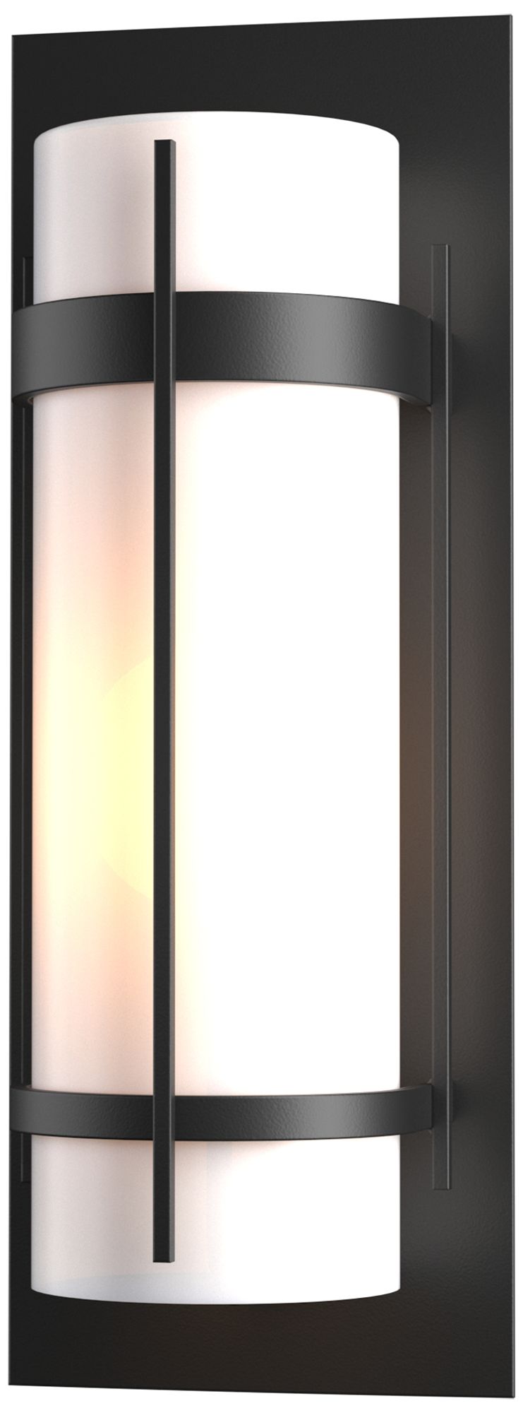 Banded Coastal Black Large Outdoor Sconce With Opal Glass - Made to Order