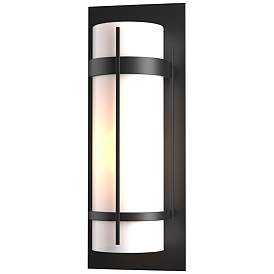 Image1 of Banded Coastal Black Large Outdoor Sconce With Opal Glass