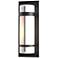Banded Coastal Black Large Outdoor Sconce With Opal Glass