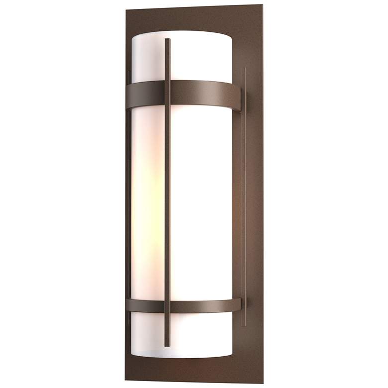 Image 1 Banded Coastal Bronze Large Outdoor Sconce With Opal Glass